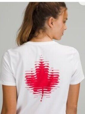 LIMITED EDITION Lululemon Love Team Canada Olympic Red & White T-Shirt, Est. M